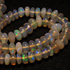AAAAA -Full Blue Transeparent 8 inches Ethiopian Opal Very Unique Awsome Smooth Rondells Very Rare Quality Fire Opal Size 3 -6mm